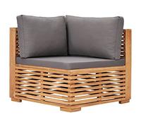 Tonture Canapé d'angle de Jardin en Bois de Teck Solide avec Coussins Gris foncé pour extérieur terrasse Patio mobilier modulable Lounge Confortable