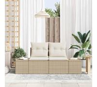 Tonture Canapé de jardin beige 123 x 62 x 69 cm en polyrotin - Cadre en acier - Résistant aux intempéries - Pour balcon, terrasse, jardin, meubles d'extérieur
