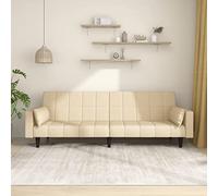 Tonture Canapé-lit Convertible 2 Places crème en Tissu avec 2 oreillers, Dimensions 220x84,5x69 cm, Cadre Bois Stable, idéal Salon, Bureau, Studio pour Couchage et détente Confortable