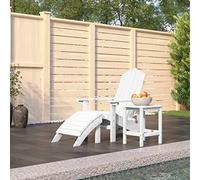 Tonture Chaise de Jardin Adirondack Blanche en PEHD avec Repose-Pied et Table, Fauteuil Confortable avec accoudoir et Dossier, Chaise d'extérieur pour terrasse, Patio, Balcon, Jardin