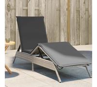 Tonture Chaise longue gris clair avec coussin en poly rotin, réglable et résistant aux intempéries, ergonomique pour terrasse, balcon, piscine, avec coussin, pliable et léger, chaise longue