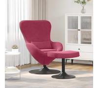 Tonture Chaise Œuf Bordeaux en Velours avec Pouf, Fauteuil Pivotant 360°, Siège Confortable Rembourré, Design Moderne Scandinave pour Salon, Chambre et Bureau, Accoudoirs Ergonomiques