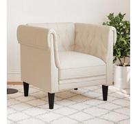 Tonture Chesterfield Fauteuil en Lin Rembourré Résistant 78,5 cm de Largeur pour Salon Chambre Bureau Relaxation Marron