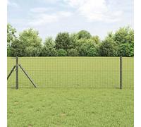 Tonture Clôture avec poteaux gris acier et PVC 0,8 x 10 m élément de clôture résistant aux intempéries pour jardin et terrasse avec brise-vue, sécurité, délimitation, coupe-vent, opaque, accessoires