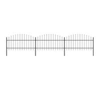 Tonture Clôture de jardin en acier avec pointe de lance noire 537 x 125 cm, 3 éléments de clôture, 4 poteaux, résistante aux intempéries, opaque, sûre pour terrain et extérieur terrasse