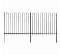 Tonture Clôture de jardin en acier revêtu par pulvérisation avec 2 éléments de clôture et 3 poteaux, 340 x 200 cm, panneau de clôture robuste pour brise-vue et délimitation en extérieur, résistante