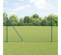 Tonture Clôture en chaînes avec pointes 1,5 x 25 m Vert Maille acier résistante aux intempéries pour jardin terrasse clôture de sécurité en extérieur durable