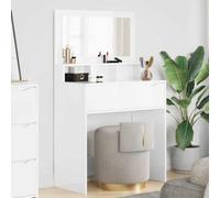 Tonture Coiffeuse pour chambre à coucher - Blanc brillant - Avec tiroirs - 80 x 39,6 x 135 cm - En bois - Commode de maquillage avec miroir - Espace de rangement et organiseur pour salle de bain et