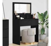 Tonture Coiffeuse pour chambre à coucher, noire, en bois 80 x 39,6 x 135 cm, avec tiroirs et miroir, commode de maquillage avec beaucoup d'espace de rangement, table cosmétique moderne pour chambre à