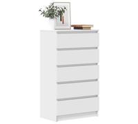 Tonture Commode Blanche 60x36x103 cm en Bois d'ingénierie avec 5 Grands tiroirs pour Rangement Pratique dans Salon Salle à Manger Chambre ou entrée