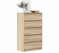 Tonture Commode en Bois d'ingénierie chêne Sonoma 60x36x103 cm avec 5 tiroirs pour Rangement Chambre Salon Salle à Manger