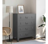 Tonture Commode industrielle à 4 tiroirs, anthracite, 78 x 40 x 93 cm, armoire en métal robuste pour salon, bureau, chambre à coucher