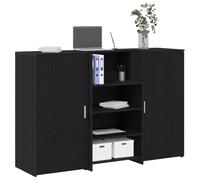 Tonture Comptoir de réception aspect chêne noir, 155 x 50 x 103,5 cm, en bois dérivé du bois, table de bureau robuste, meuble de bureau polyvalent pour la maison et le travail