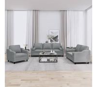 Tonture Ensemble canapés 3 pièces Gris Clair Tissu Polyester avec Coussins 6 unités Fauteuil 1 Place canapé 2 et 3 Places Salon séjour Moderne Confortable modulable Relaxation