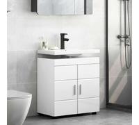 Tonture Ensemble d'armoire de Salle de Bain Tulum Blanc Brillant avec Rangement spacieux en Bois d'ingénierie pour Salle de Bain Moderne et élégante, idéal pour espaces compacts ou Grands