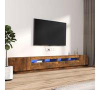 Tonture Ensemble de 3 meubles TV, en bois de chêne fumé, 100 x 35 x 40 cm, avec éclairage LED RVB, meuble de salon moderne pour électronique grand public