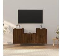 Tonture Ensemble de 3 meubles TV en bois marron aspect chêne - Montage mural - Meuble de salon - Espace de rangement - Design moderne - Pour électronique grand public