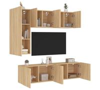 Tonture Ensemble de 5 meubles de salon en bois de chêne Sonoma, montage mural, meuble de salon moderne, console de rangement, rangement pour médias