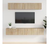 Tonture Ensemble de 5 meubles TV en chêne Sonoma, bois de bois, 3 x 60 x 30 x 30 cm, 2 x 80 x 30 x 30 cm, meuble de salon moderne pour médias, robuste et résistant à l'humidité