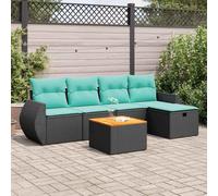 Tonture Ensemble de 6 canapés de jardin en rotin synthétique noir avec coussins, espace de rangement, résistant aux UV, pour terrasse et balcon, 55 x 55 x 3 cm Coussin d'assise