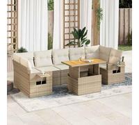 Tonture Ensemble de 8 canapés de jardin, en polyrotin, beige, avec espace de rangement, table réglable, sac imperméable, résistant aux UV, groupe de sièges d'extérieur modulaire pour terrasse et
