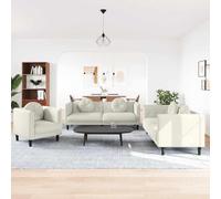 Tonture Ensemble de canapé 3 pièces en velours crème avec coussins pour salon, chambre à coucher, 110 kg maximum par siège