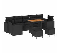 Tonture Ensemble de Canapé de Jardin 13 Pièces Noir Résine Rotin Modulable avec Coussins Durable pour Extérieur, Terrasse, Balcon, 296x167.5x85cm