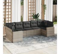 Tonture Ensemble de canapé de jardin 7 pièces en polyrotin avec coussin d'assise, élément de canapé modulaire résistant aux intempéries, coin et partie centrale et fauteuil pour terrasse, balcon et