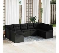 Tonture Ensemble de canapé de jardin 9 pièces en rotin synthétique noir modulaire avec espace de rangement, cadre en acier revêtu par pulvérisation, résistant aux UV, pour terrasse, balcon, extérieur