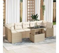 Tonture Ensemble de canapé de jardin avec coussins 8 pièces Beige Poly rotin Mobilier d'extérieur modulaire pour balcon, terrasse, extérieur