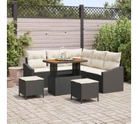 Tonture Ensemble de canapé de Jardin modulable avec Coussins 8 pièces en Poly rotin Noir pour terrasse, Patio et Espace extérieur, résistant aux intempéries, léger et Facile à Assembler
