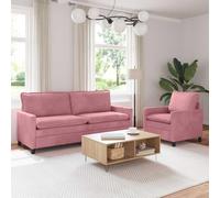 Tonture Ensemble de canapés 2 pièces Rose Velours avec Coussins Double Couche, Cadre métal Robuste, Housses Amovibles, Dimensions adaptées Petits et Grands espaces, Design Contemporain Salon séjour