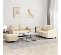 Tonture Ensemble de canapés 3 pièces en Tissu crème avec Coussins, Structure métal et contreplaqué, Repose-Pieds Polyvalent pour Salon, séjour ou Bureau Confortable et modulable