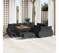 Tonture Ensemble de canapés de jardin avec coussins 13 pièces Noir Résine tressée Acier thermolaqué Extérieur Terrasse