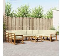 Tonture Ensemble de canapés d'extérieur 11 pièces en Bois d'acacia Naturel et crème modulable pour Jardins contemporains et terrasses avec sièges Confortables et résistants aux intempéries