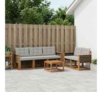 Tonture Ensemble de canapés d'extérieur 7 pièces en Bois d'acacia Massif et Gris Clair pour Jardin terrasse Salon mobilier Moderne Durable et Pratique pour Moments de détente et Partage