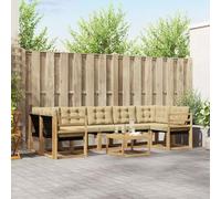 Tonture Ensemble de canapés d'extérieur 8 pièces en Bois d'acacia et texilène Blanc et Beige pour Jardin Patio Bord de Piscine mobilier Moderne et Confortable pour espaces extérieurs et intérieurs