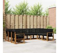 Tonture Ensemble de canapés d'extérieur 9 pièces en Bois d'acacia Massif et Textile résistant, mobilier Moderne pour Jardin ou terrasse avec Coussins Amovibles, Support Solide et Design élégant