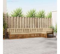 Tonture Ensemble de canapés d'extérieur en Bois d'acacia Massif et Polyester Naturel Beige pour Jardin terrasse mobilier modulable Durable et élégant pour Moments de détente et Partage