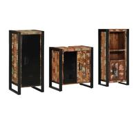 Tonture Ensemble de meubles de salle de bain 3 pièces en bois massif recy vec armoire à lavabo, armoire haute, armoire suspendue et montage mural pour un espace de rangement optimal dans la salle