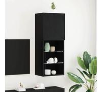 Tonture Ensemble de meubles TV - Aspect chêne noir - 40,5 x 30 x 102 cm - Meuble de salon moderne avec éclairage LED - Meuble de rangement mural pour home cinéma