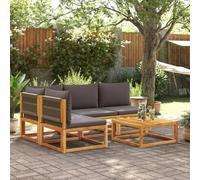 Tonture Ensemble de mobilier de Jardin modulable 5 pièces avec canapés en Bois d'acacia et Cordage Gris pour terrasse Patio Balcon et Espace extérieur