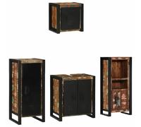 Tonture Ensemble de mobilier de Salle de Bain 4 pièces en Bois recyclé Solide avec armoires, colonnes, miroirs, Portes murales et rangements pour Espace Compact et Style Moderne