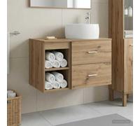 Tonture Ensemble de mobilier de Salle de Bain en Bois d'ingénierie avec lavabo Vasque, Armoire, étagère et tiroir, Montage Mural, Design Moderne pour espaces compacts et Rangement Optimal