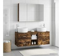 Tonture Ensemble de mobilier de Salle de Bain en Bois d'ingénierie avec Miroir LED, Armoire à Miroir Murale, Meuble Vasque, Rangement tiroir, Porte réversible, Design Moderne pour Espace intérieur