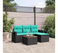 Tonture Ensemble de mobilier modulable pour Jardin extérieur avec canapé Sofa Angle Fauteuil Pouf Banquette siège Lounge avec Coussins Noirs résine tressée résistante aux UV