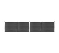 Tonture Ensemble de panneau de clôture WPC 699x146 cm gris avec poteaux en acier et profil en aluminium, idéal pour jardin terrasse balcon piscine séparation et brise-vue résistants