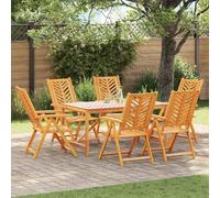 Tonture Ensemble de Salle à Manger Jardin 7 pièces Bois d'acacia Massif Marron huilé Table rectangulaire 150x90 cm 6 chaises Longues Design extérieur terrasse Patio Repas convivialité