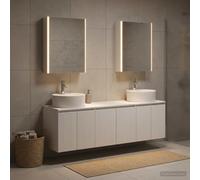Tonture Ensemble Meuble Salle de Bain 5 pièces Blanc Bois d'ingénierie Montage Mural avec Miroir LED Rangement tiroir étagère Porte Design Moderne pour Espace intérieur