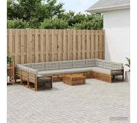 Tonture Ensembles de canapés avec Coussin 11 pcs en Bois d'acacia Massif, mobilier d'extérieur Design Moderne, lot Complet pour Jardin, Salon, terrasse, Facile à Entretenir, Confortable et Durable
